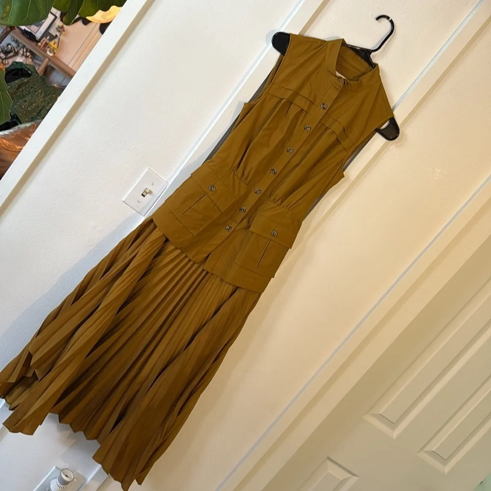 Anthropology safari pleated vest dress RARE! - Picture 6 of 8